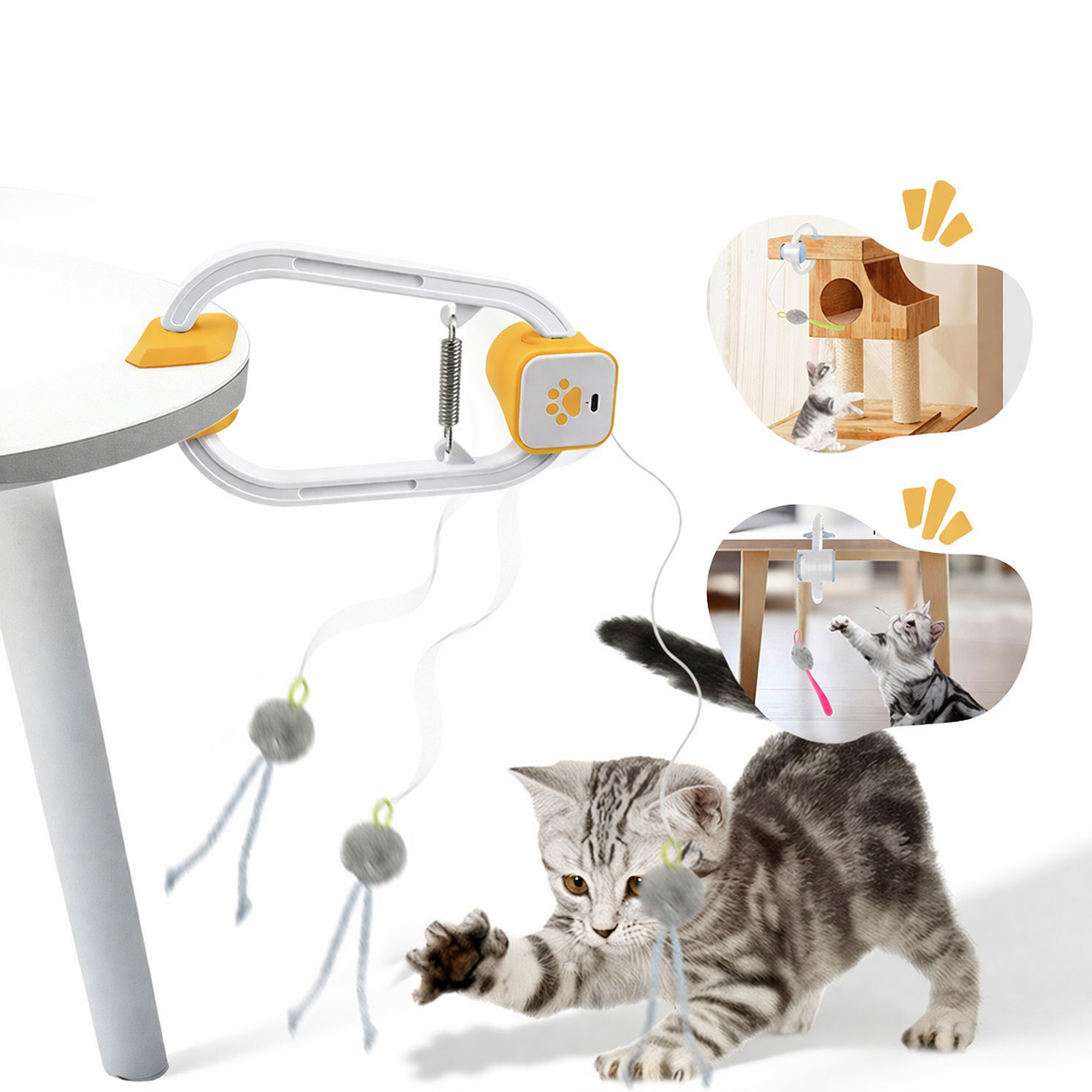 Interactive Cat Toy with Retractable String – USB Rechargeable Self-Play Teaser for Indoor Cats & Kittens