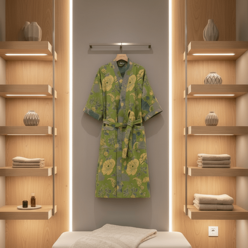 Organic Cotton Kimono Bathrobe with Breathable Comfort - Soft Lightweight Lounge Robe for Home and Spa