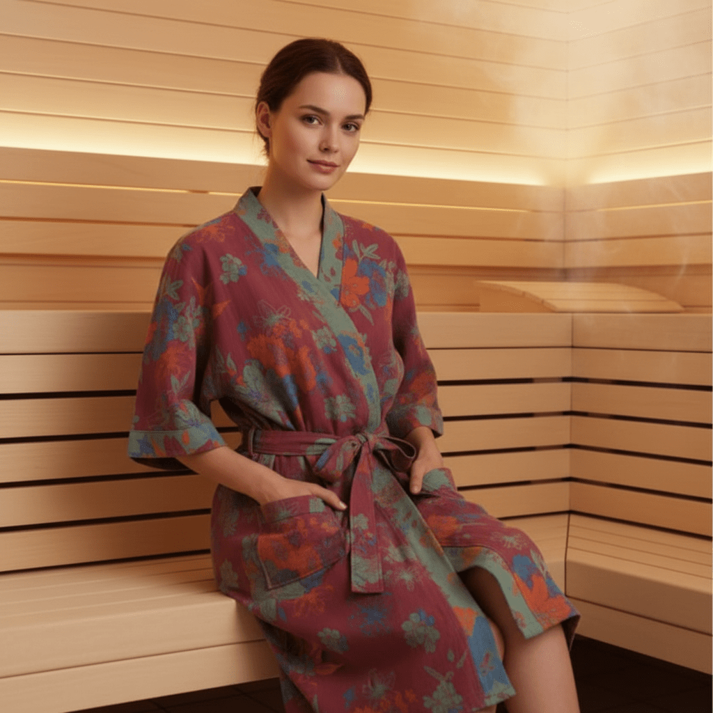 Organic Cotton Kimono Bathrobe with Breathable Comfort - Soft Lightweight Lounge Robe for Home and Spa