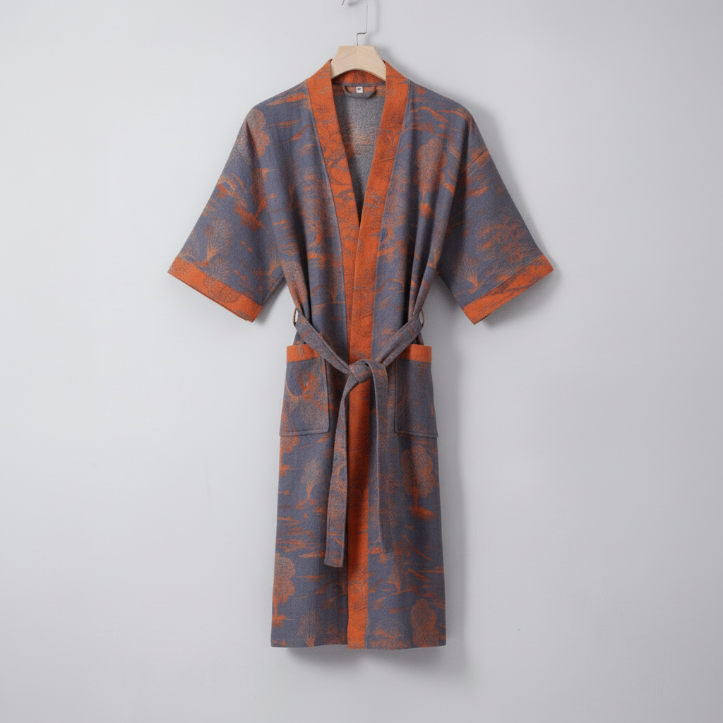 Organic Cotton Kimono Bathrobe with Breathable Comfort - Soft Lightweight Lounge Robe for Home and Spa