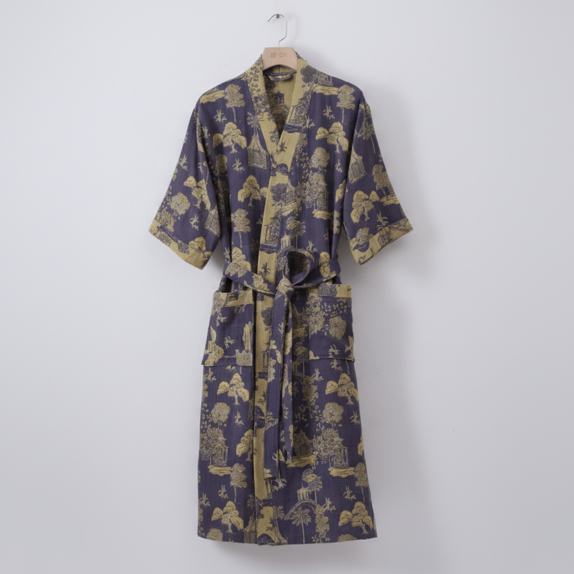 Organic Cotton Kimono Bathrobe with Breathable Comfort - Soft Lightweight Lounge Robe for Home and Spa