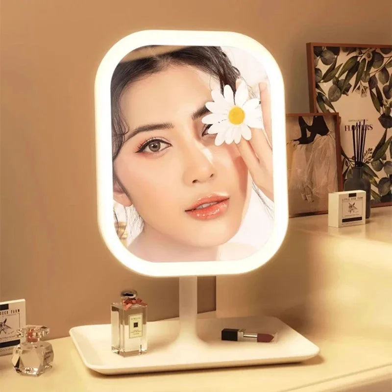 GlowReflect | Touch-Activated LED Makeup Mirror with 3 Color Modes for Flawless Application