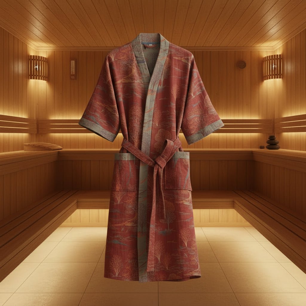 Reversible Organic Cotton Kimono Bathrobe - Soft Breathable Lounge Robe for Spa Days and Relaxing at Home