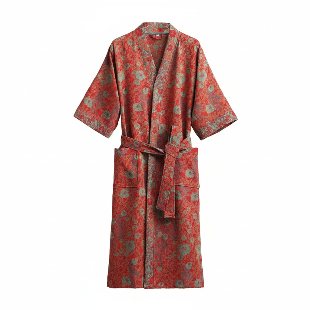 Reversible Organic Cotton Kimono Bathrobe - Soft Breathable Lounge Robe for Spa Days and Relaxing at Home