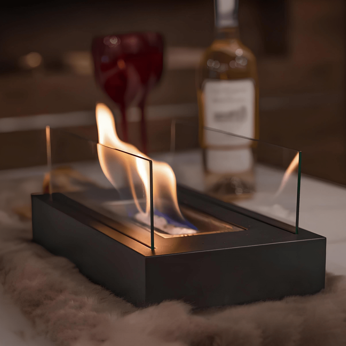 Portable Tabletop Bioethanol Fireplace with Clean Flame - Smokeless Indoor Fire Bowl for Cosy Ambience