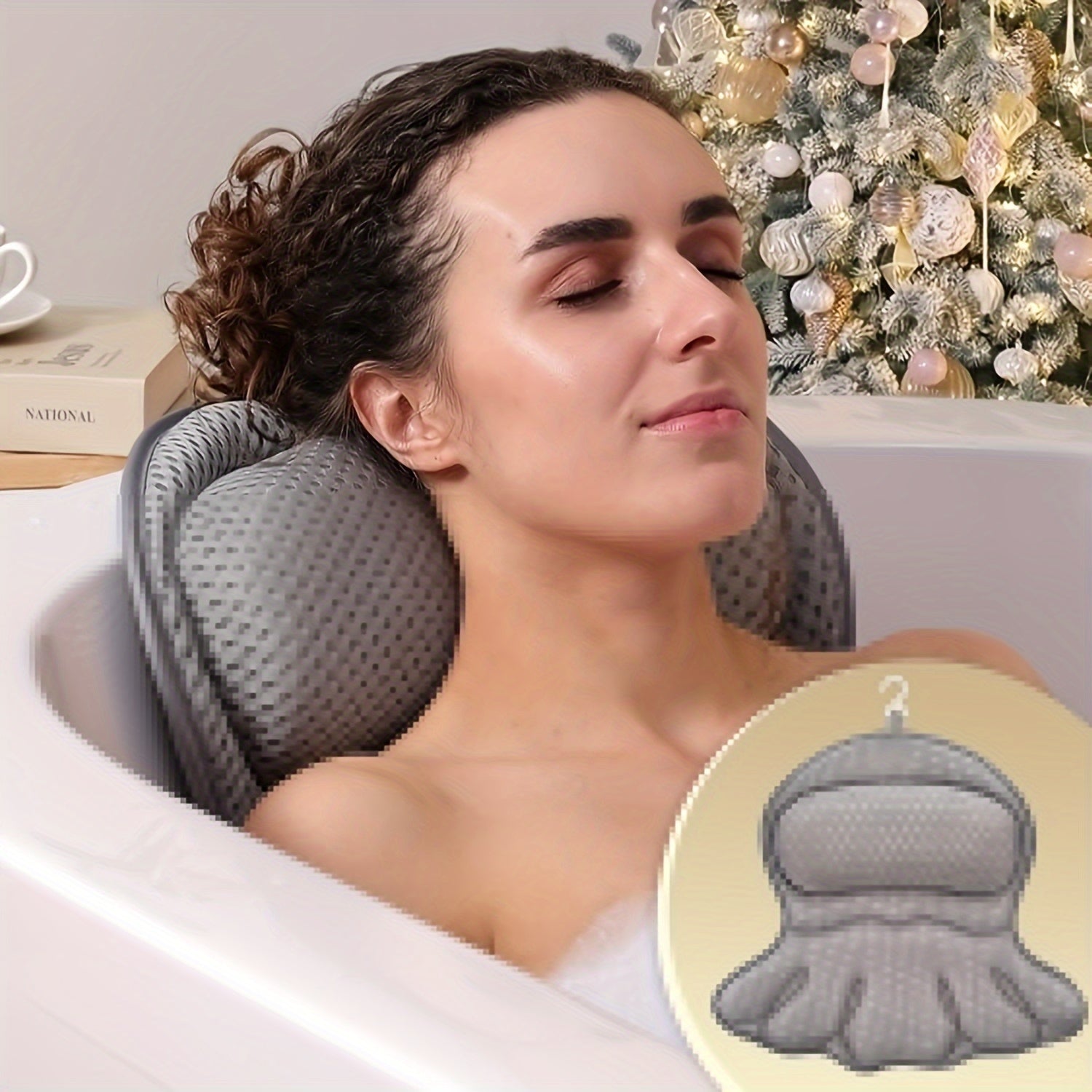 ZenSoak | Ergonomic Air Mesh Spa Bath Pillow Cushion for Neck and Back Support