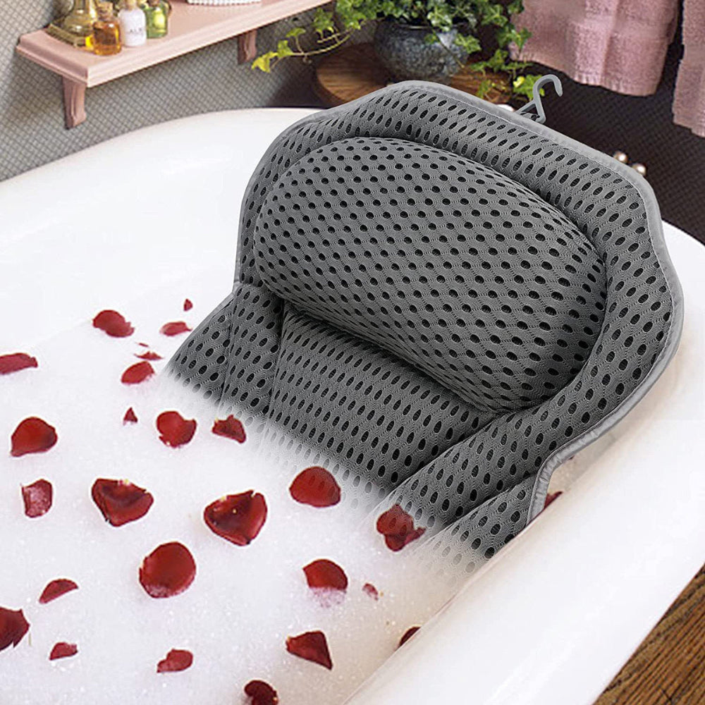 ZenSoak | Ergonomic Air Mesh Spa Bath Pillow Cushion for Neck and Back Support