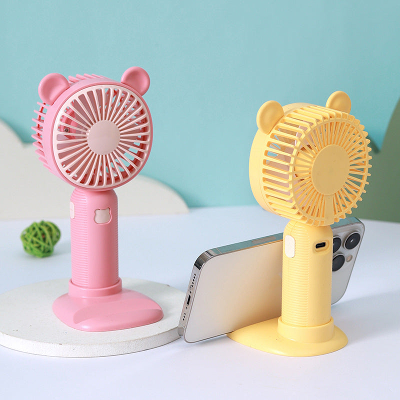 Compact Table Fan with Cute Bear Design – Quiet Adjustable-Speed Personal Cooling for Desk, Office, Bedroom & Home