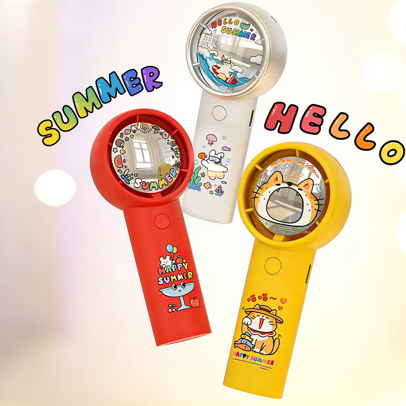 Compact Handheld Fan with Cute Cat Design – Quiet Adjustable-Speed Personal Cooling for Travel, Commute, Outdoor Events & Festivals