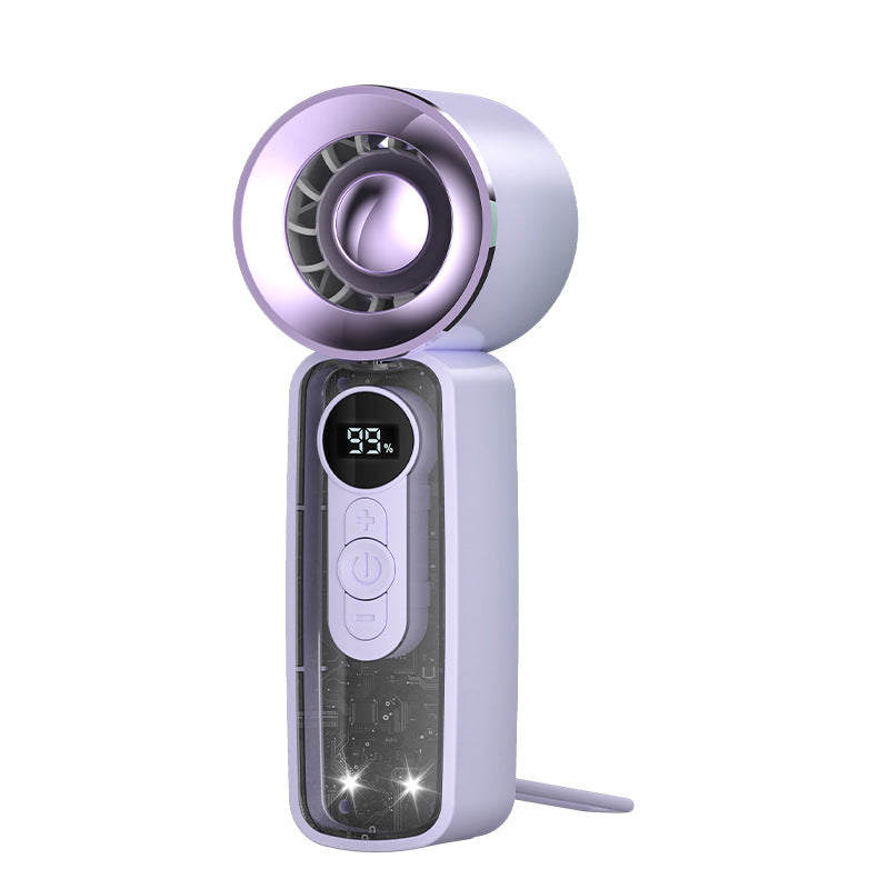 USB Rechargeable Handheld Dual Fan with LED Display and USB Charging – Quiet Adjustable-Speed Personal Cooling for Travel, Commute & Outdoor