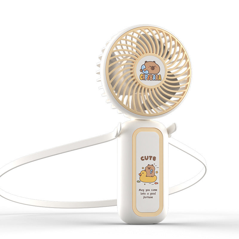 Compact Handheld Fan with Carry Strap and Cute Design – Quiet Adjustable-Speed Personal Cooling for Travel, Commute, Outdoor Events & Festivals