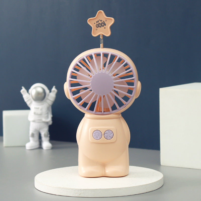 Rechargeable Mini Fan with Playful Figure Design – Quiet Adjustable-Speed Personal Cooling for Travel, Desk, Stroller & Outdoor