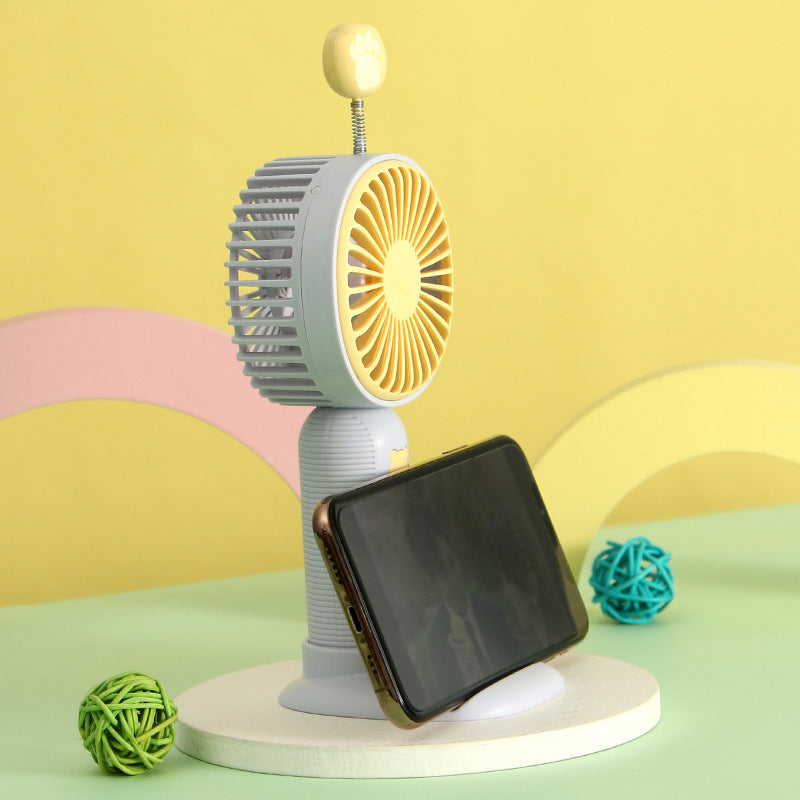 Rechargeable Handheld Fan with Playful Animal Pattern – Quiet Adjustable-Speed Personal Cooling for Travel, Commute, Outdoor Events & Festivals