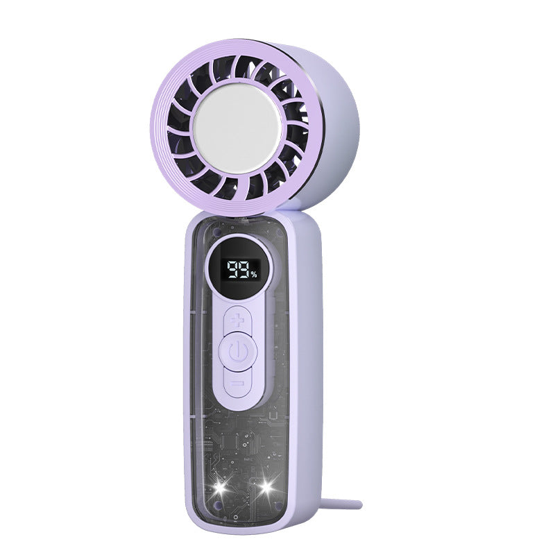 USB Rechargeable Handheld Dual Fan with LED Display and USB Charging – Quiet Adjustable-Speed Personal Cooling for Travel, Commute & Outdoor