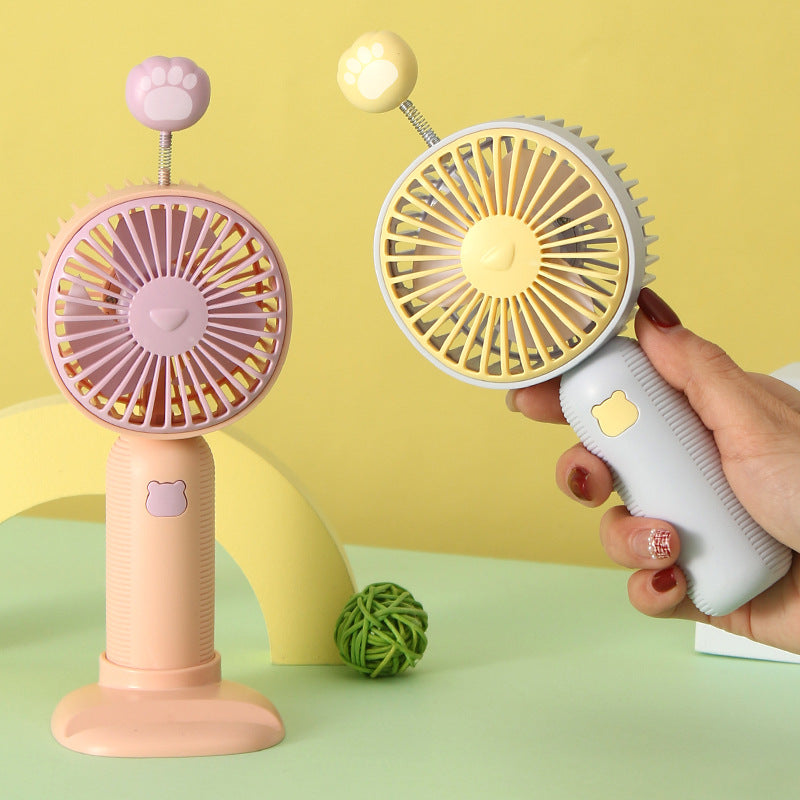 Rechargeable Handheld Fan with Playful Animal Pattern – Quiet Adjustable-Speed Personal Cooling for Travel, Commute, Outdoor Events & Festivals