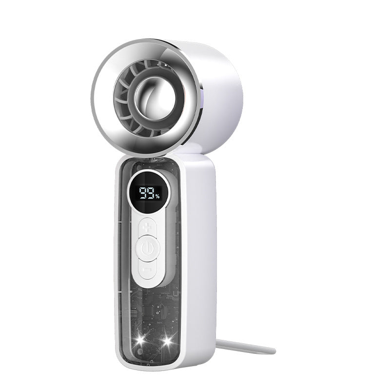USB Rechargeable Handheld Dual Fan with LED Display and USB Charging – Quiet Adjustable-Speed Personal Cooling for Travel, Commute & Outdoor