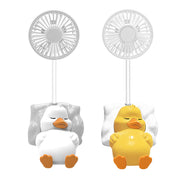 USB Rechargeable Mini Fan with Funny Duck Design – Quiet Adjustable-Speed Personal Cooling for Travel, Desk, Stroller & Outdoor