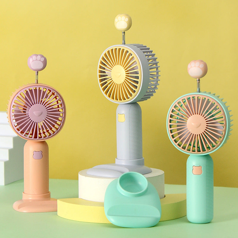 Rechargeable Handheld Fan with Playful Animal Pattern – Quiet Adjustable-Speed Personal Cooling for Travel, Commute, Outdoor Events & Festivals