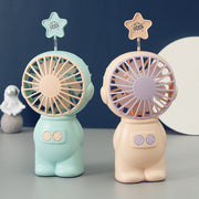 Rechargeable Mini Fan with Playful Figure Design – Quiet Adjustable-Speed Personal Cooling for Travel, Desk, Stroller & Outdoor