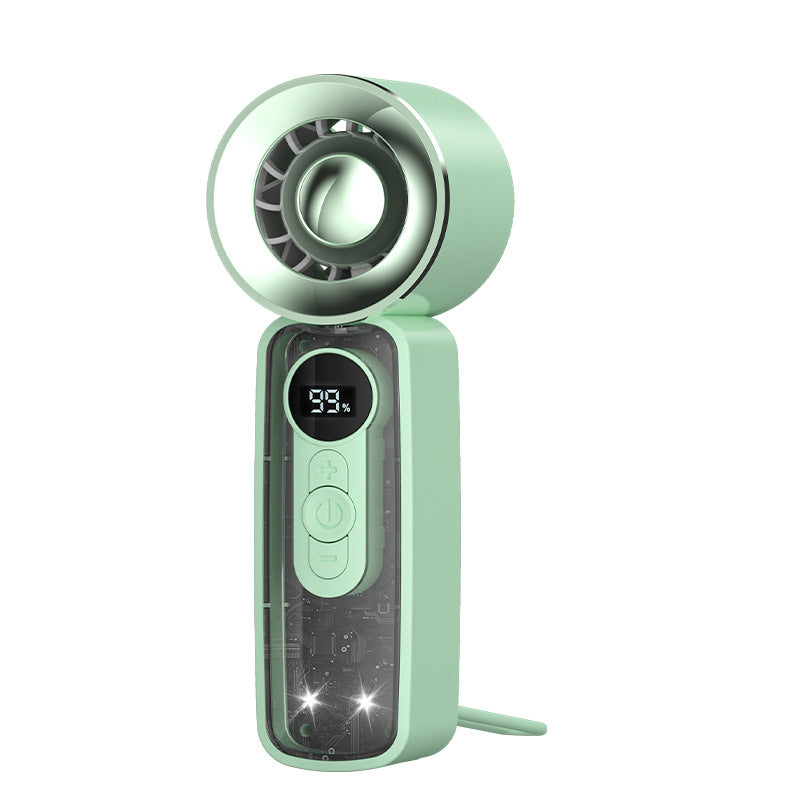 USB Rechargeable Handheld Dual Fan with LED Display and USB Charging – Quiet Adjustable-Speed Personal Cooling for Travel, Commute & Outdoor