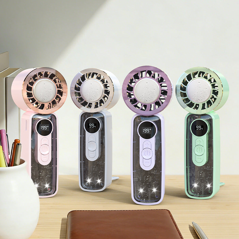 USB Rechargeable Handheld Dual Fan with LED Display and USB Charging – Quiet Adjustable-Speed Personal Cooling for Travel, Commute & Outdoor