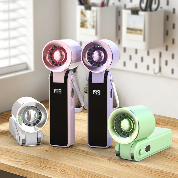 Compact Handheld Fan with Powerful Battery Display – Quiet Adjustable-Speed Personal Cooling for Travel, Commute, Outdoor Events & Festivals