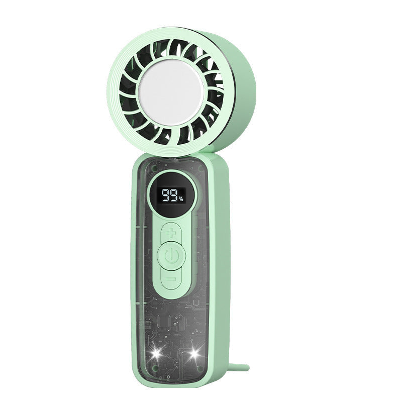 USB Rechargeable Handheld Dual Fan with LED Display and USB Charging – Quiet Adjustable-Speed Personal Cooling for Travel, Commute & Outdoor
