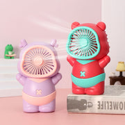 USB Rechargeable Mini Fan with Playful Bear Design – Quiet Adjustable-Speed Personal Cooling for Travel, Desk, Stroller & Outdoor