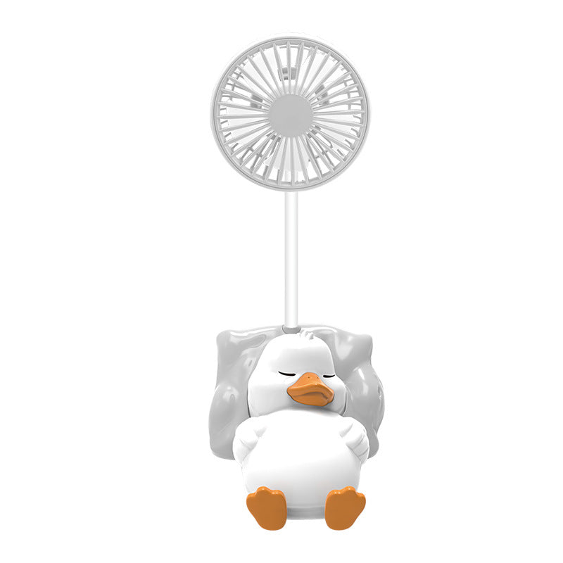 USB Rechargeable Mini Fan with Funny Duck Design – Quiet Adjustable-Speed Personal Cooling for Travel, Desk, Stroller & Outdoor