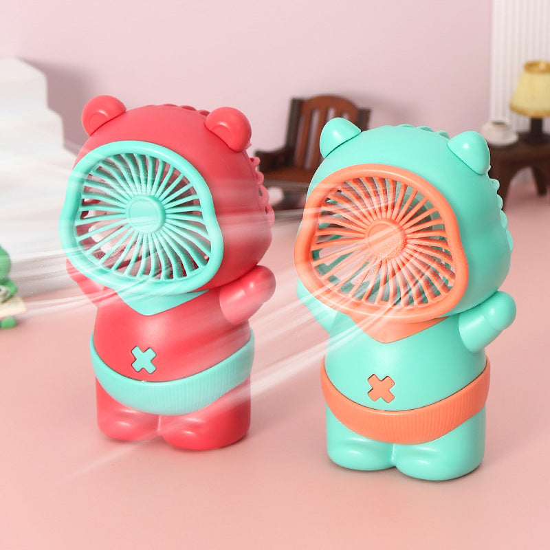 USB Rechargeable Mini Fan with Playful Bear Design – Quiet Adjustable-Speed Personal Cooling for Travel, Desk, Stroller & Outdoor