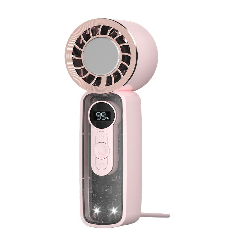 USB Rechargeable Handheld Dual Fan with LED Display and USB Charging – Quiet Adjustable-Speed Personal Cooling for Travel, Commute & Outdoor