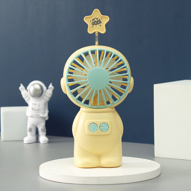 Rechargeable Mini Fan with Playful Figure Design – Quiet Adjustable-Speed Personal Cooling for Travel, Desk, Stroller & Outdoor