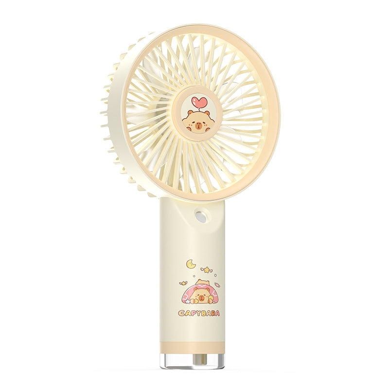 USB Rechargeable Handheld Fan with Playful Capybara Design – Quiet Adjustable-Speed Personal Cooling for Travel, Commute, Outdoor Events & Festivals