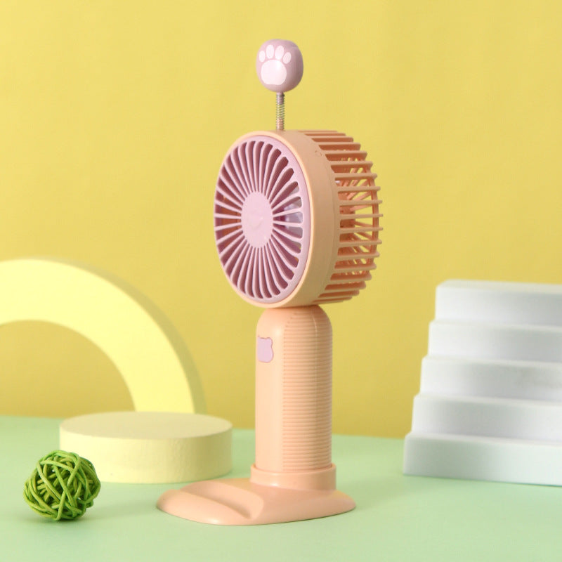 Rechargeable Handheld Fan with Playful Animal Pattern – Quiet Adjustable-Speed Personal Cooling for Travel, Commute, Outdoor Events & Festivals