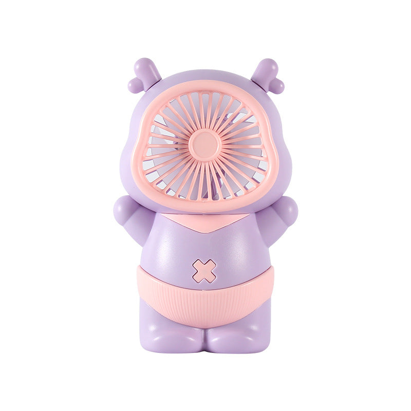 USB Rechargeable Mini Fan with Playful Bear Design – Quiet Adjustable-Speed Personal Cooling for Travel, Desk, Stroller & Outdoor