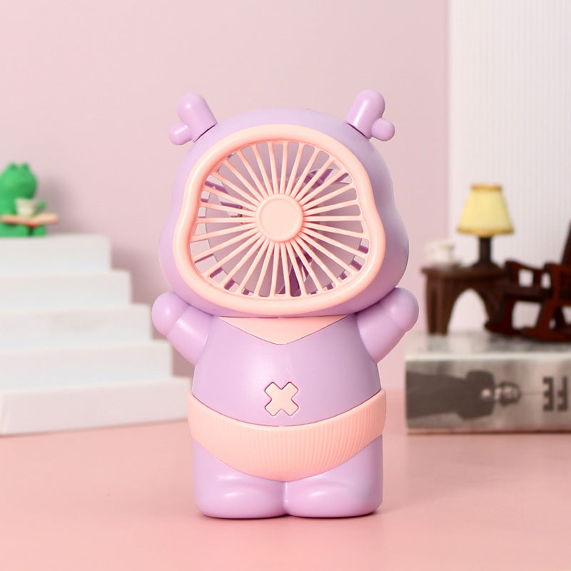 USB Rechargeable Mini Fan with Playful Bear Design – Quiet Adjustable-Speed Personal Cooling for Travel, Desk, Stroller & Outdoor