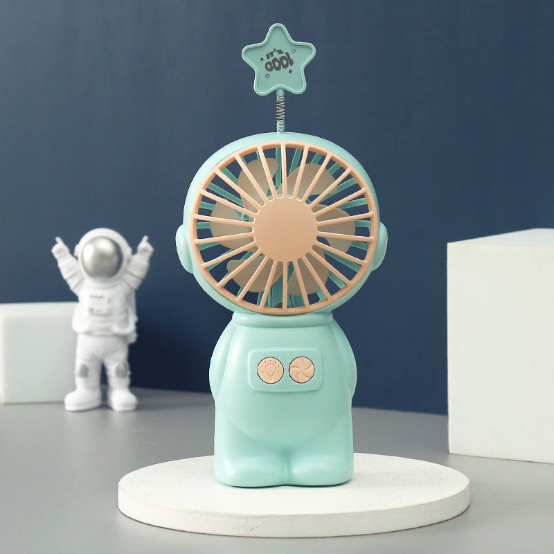 Rechargeable Mini Fan with Playful Figure Design – Quiet Adjustable-Speed Personal Cooling for Travel, Desk, Stroller & Outdoor