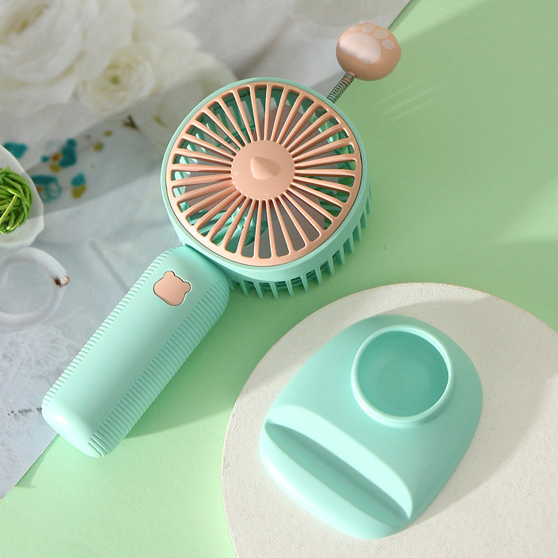 Rechargeable Handheld Fan with Playful Animal Pattern – Quiet Adjustable-Speed Personal Cooling for Travel, Commute, Outdoor Events & Festivals