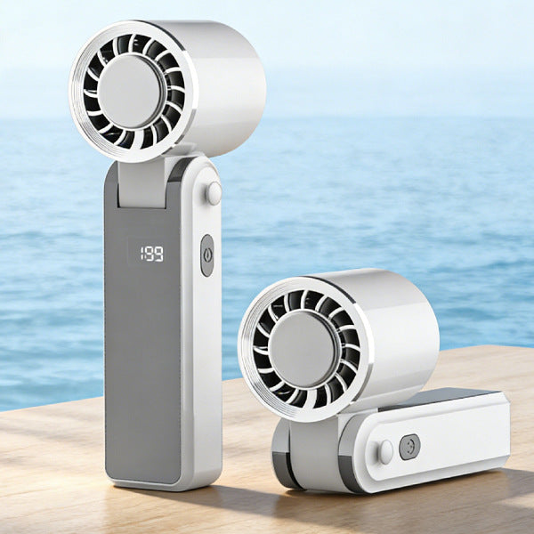 Compact Handheld Fan with Powerful Battery Display – Quiet Adjustable-Speed Personal Cooling for Travel, Commute, Outdoor Events & Festivals