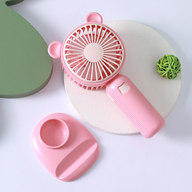 Compact Table Fan with Cute Bear Design – Quiet Adjustable-Speed Personal Cooling for Desk, Office, Bedroom & Home
