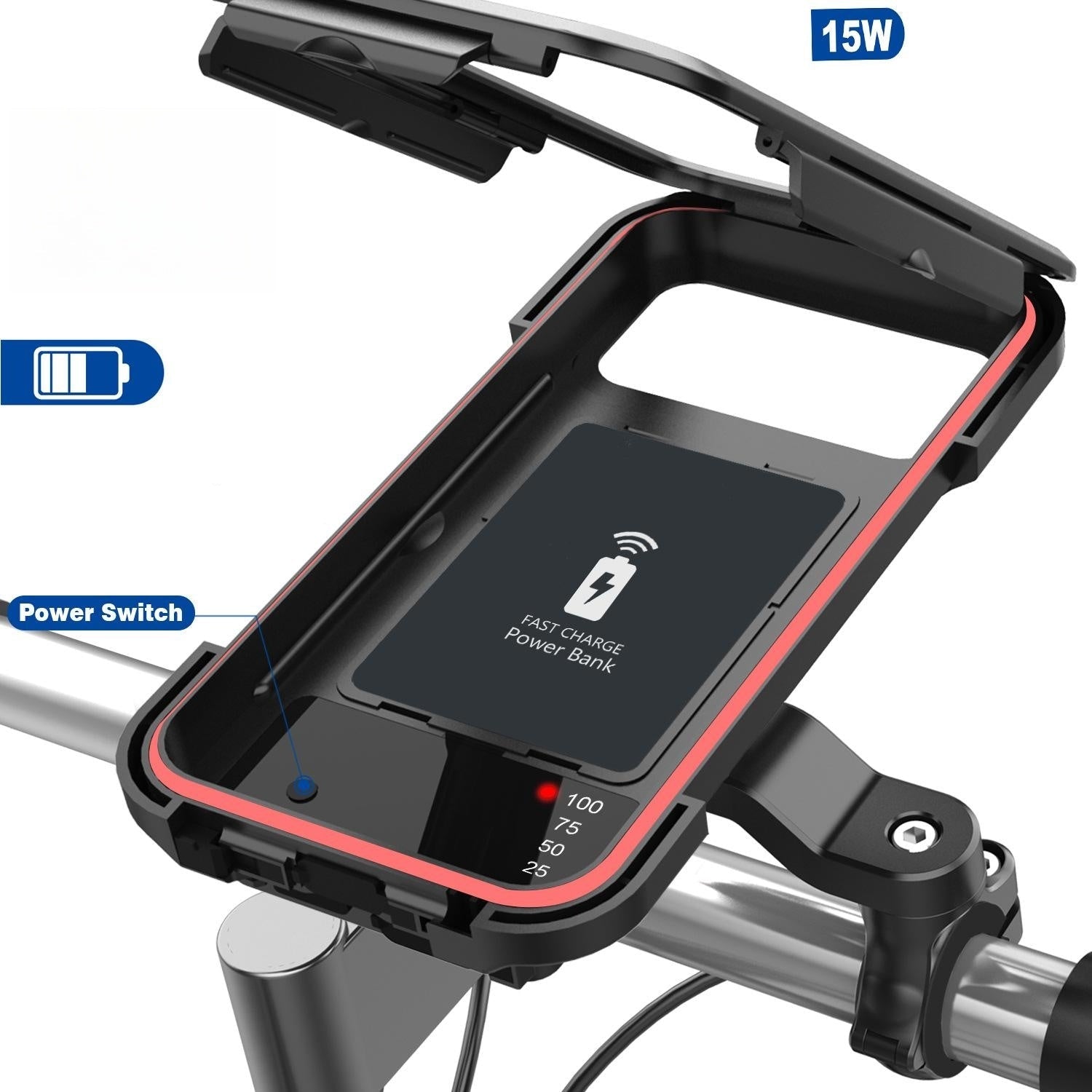 Waterproof Bike Phone Mount | Handlebar Holder & 15W Power Bank