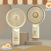 USB Rechargeable Handheld Fan with Playful Capybara Design – Quiet Adjustable-Speed Personal Cooling for Travel, Commute, Outdoor Events & Festivals