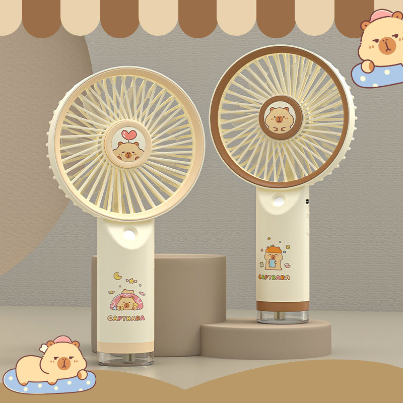 USB Rechargeable Handheld Fan with Playful Capybara Design – Quiet Adjustable-Speed Personal Cooling for Travel, Commute, Outdoor Events & Festivals