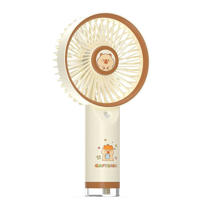 USB Rechargeable Handheld Fan with Playful Capybara Design – Quiet Adjustable-Speed Personal Cooling for Travel, Commute, Outdoor Events & Festivals