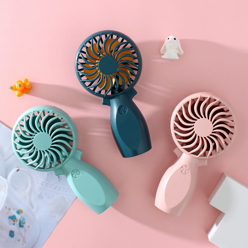 Rechargeable Mini Fan with Ergonomic Handle – Quiet Adjustable-Speed Personal Cooling for Travel, Desk, Stroller & Outdoor