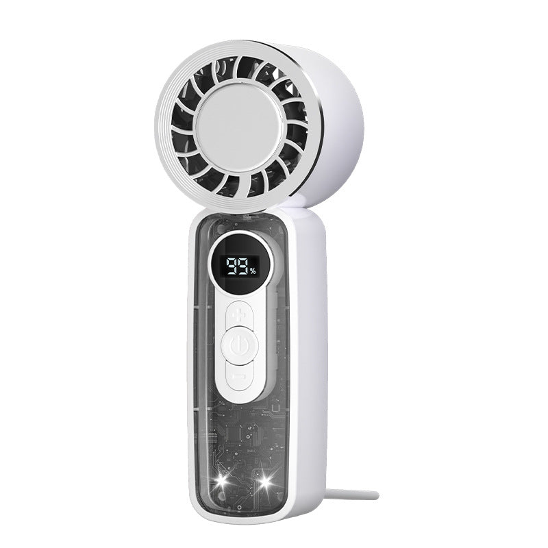 USB Rechargeable Handheld Dual Fan with LED Display and USB Charging – Quiet Adjustable-Speed Personal Cooling for Travel, Commute & Outdoor