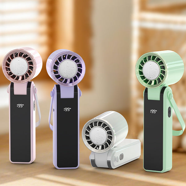 Compact Handheld Fan with Powerful Battery Display – Quiet Adjustable-Speed Personal Cooling for Travel, Commute, Outdoor Events & Festivals