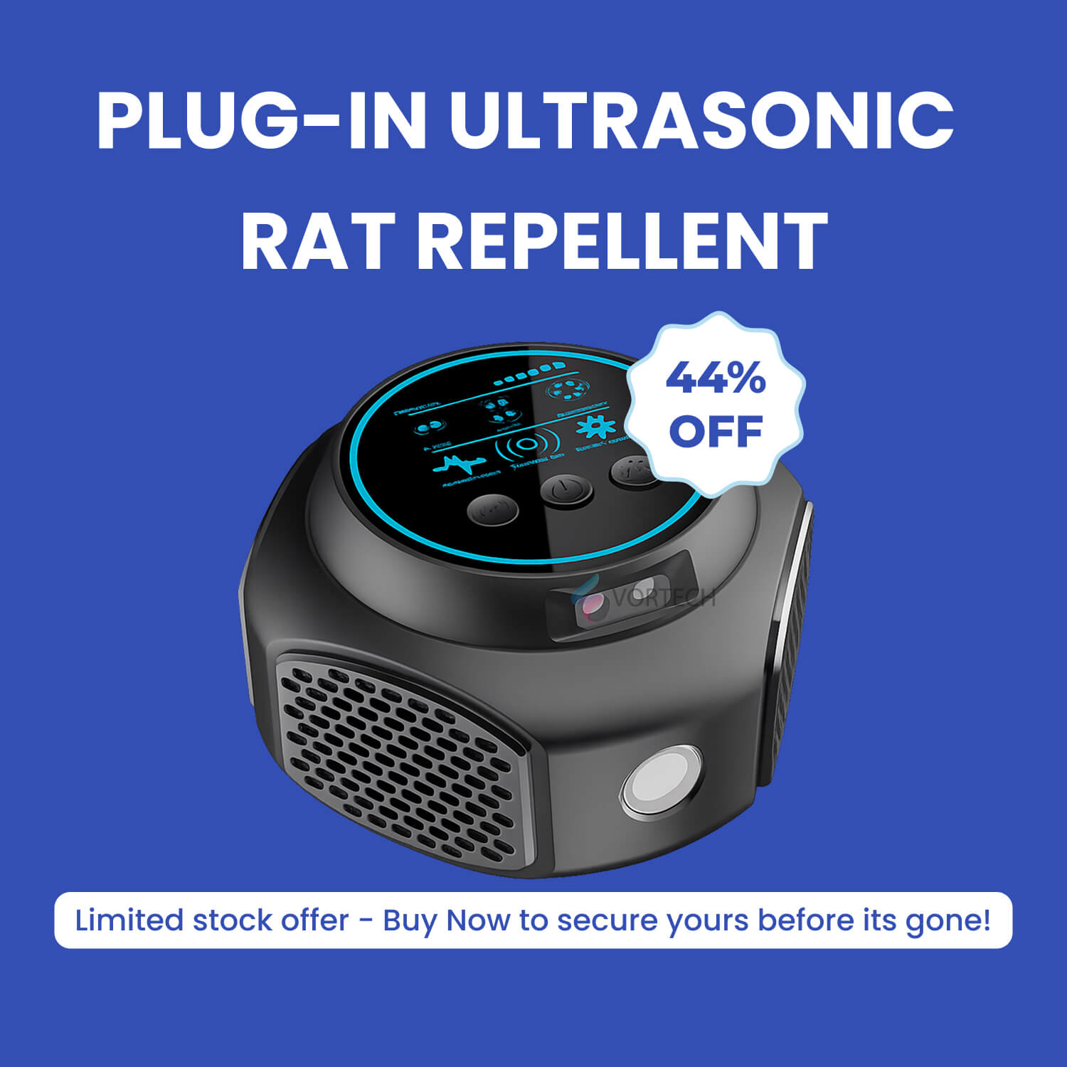 4-Speaker Ultrasonic Rat Repellent Plug-In, 3200 sq. ft. Coverage, Electronic Rodent Deterrent