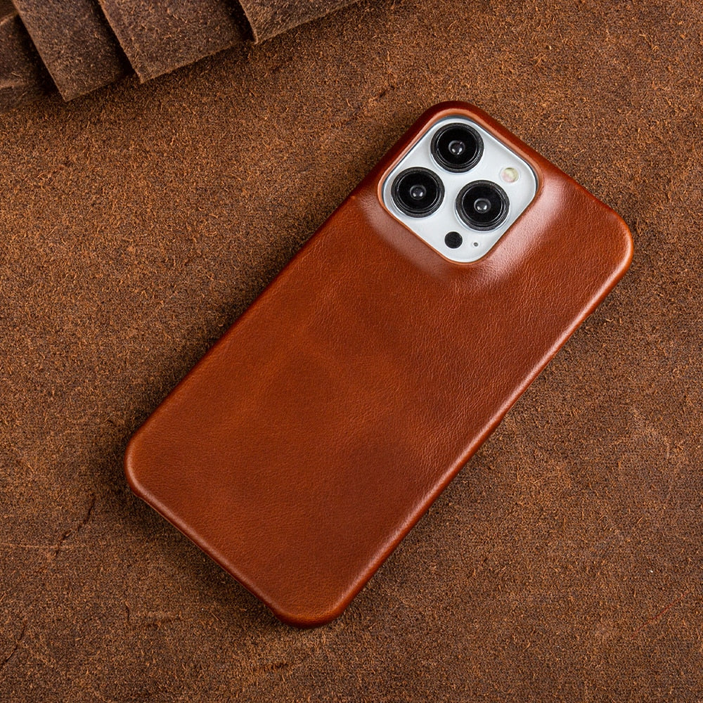 Genuine Leather iPhone Case, Oil Wax Finish, Apple Phone Cover