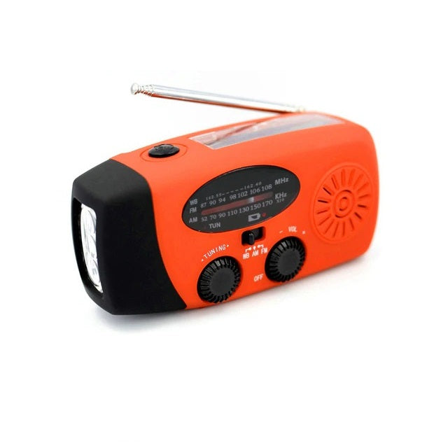 Portable Emergency Solar Radio with Hand Crank, NOAA Weather Alerts, LED Flashlight & 1000mAh Power Bank for Outdoor Survival & Camping
